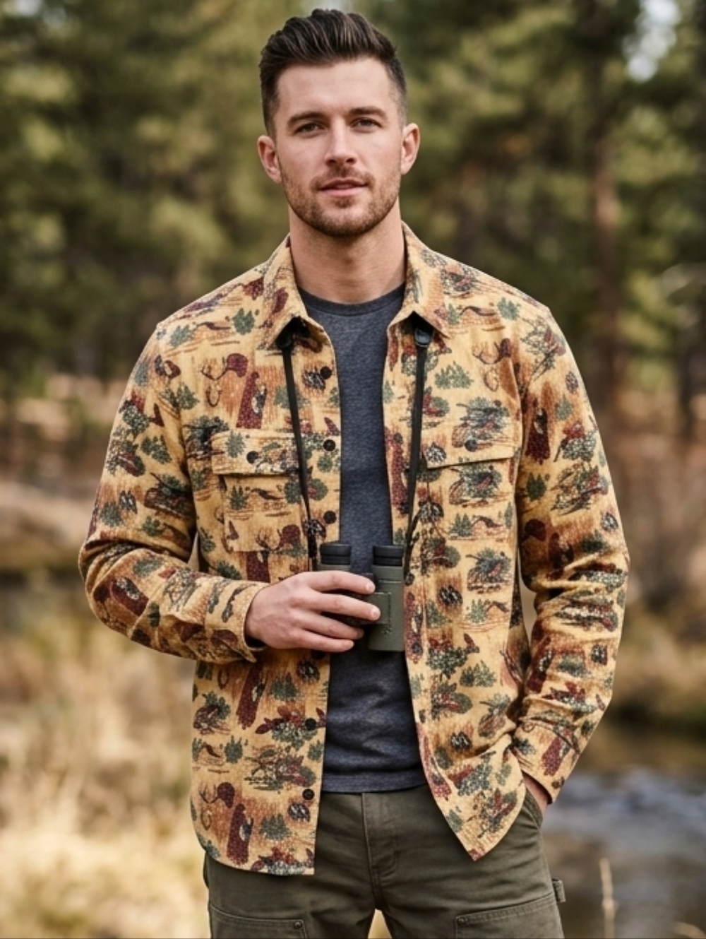 L.L. Bean Signature Archive 1933 Chamois Cloth Slim Fit Shirt - Wildlife Print